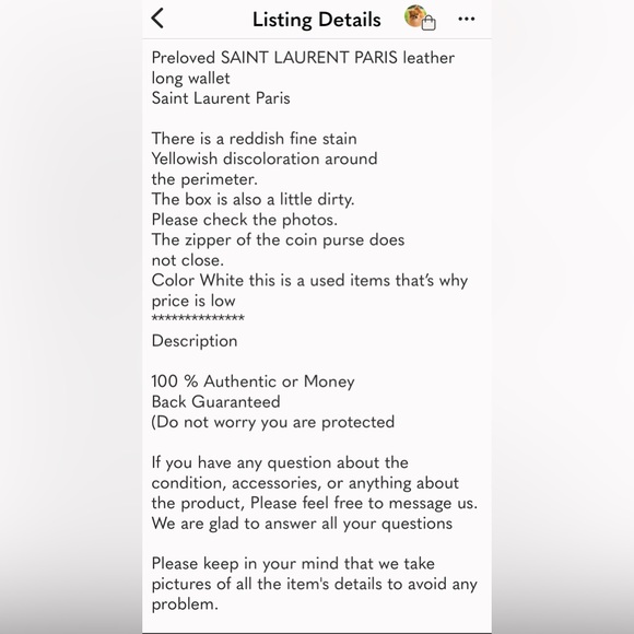 Auth SAINT LAURENT YSL Long Leather Wallet White F/S - Picture 16 of 17